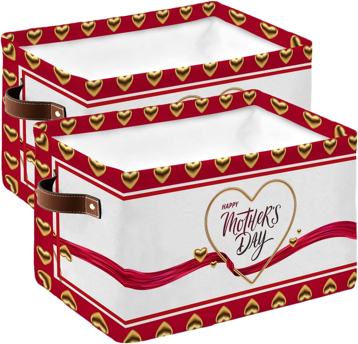 Mother's Day Storage Basket for Shelves, Yellow Love Heart