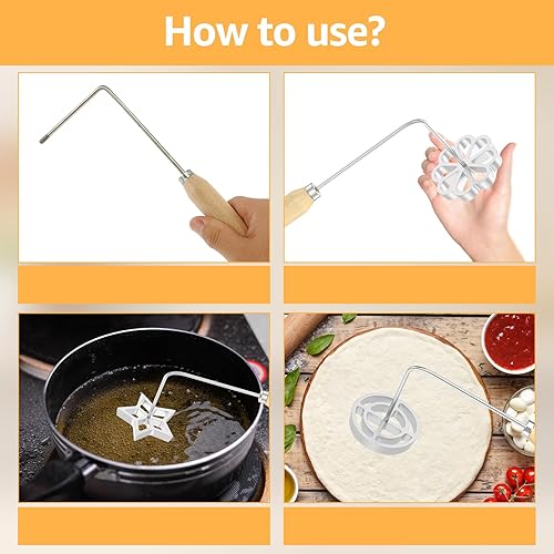 Miniatura 4 de 6 moldes para bunuelos con mango de madera, molde de aluminio para hacer galletas, juego de hierro de timbal desmontable Bunuelos rosetón, círculo