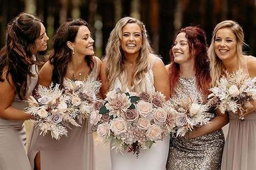 Vista 134 de White Rose Artificial Flowers Fake Flower Bulk with Stems for DIY Wedding Bouquet Bridal Baby Shower Centerpiece Table Decorations Silk Faux Floral