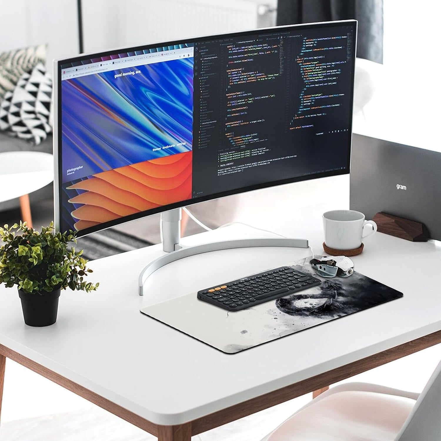 Cool Black and White Dragon Mouse Pad Gaming Japanese Large Mousepad Desk Pad for Laptop Keyboard and Mouse Non-Slip Rubber Office Minimalist Desk Accessories 23.6" X 11.8" - Image 6