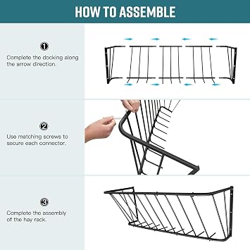 Hay Feeder for Horses,35.5'' Long Hay Rack with 20 Gallon Large Capacity,Heavy Duty Steel Wall Mounted Hay Feeder Rack for Horses,Goats,Sheep in Stable and Farm