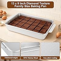 Vista 4 de Bandeja para hornear de 9 x 13, acero aluminizado de grado comercial de gran calibre (2.3 libras), hoja antiadherente texturizada resistente a
