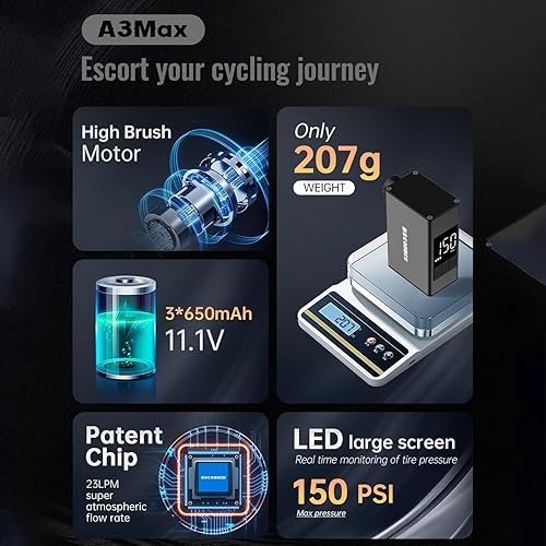 Miniatura 4 de Mini bomba de bicicleta eléctrica 150 PSI Inflador de neumáticos de bicicleta portátil Compresor de aire Bomba de aire recargable para bicicleta con