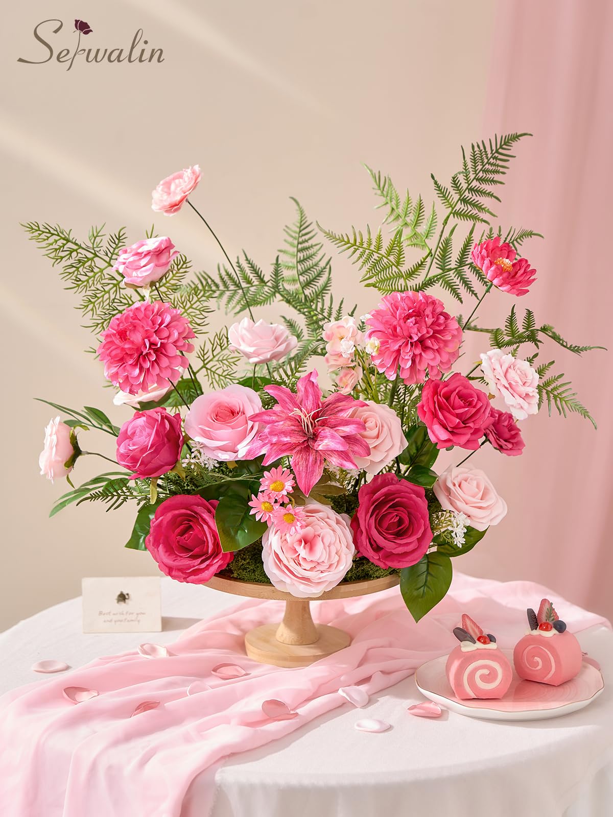 Serwalin Fiori artificiali rosa acceso e magenta, fiori finti in seta fucsia, fiori finti rosa pastello per bouquet da sposa, centrotavola, decorazione per la casa
