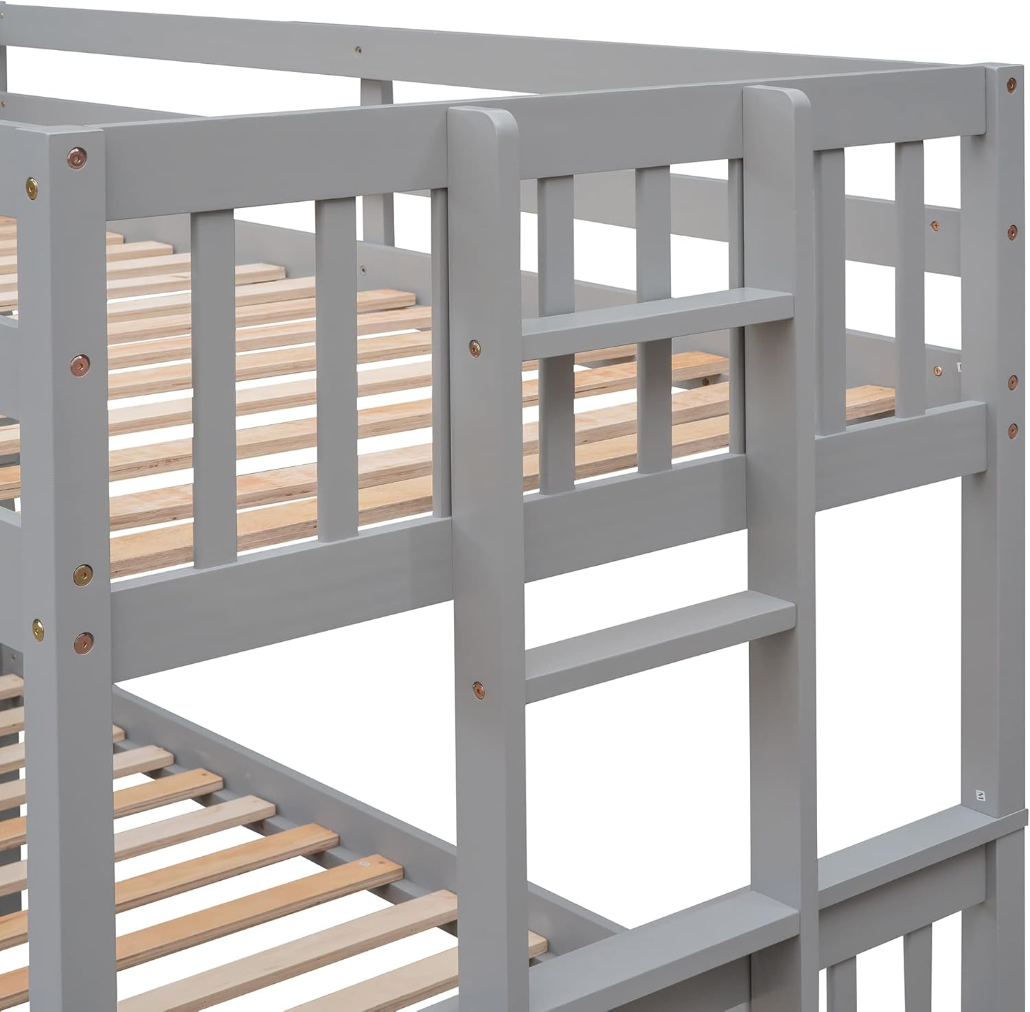 Linique Twin-Over-Full Bunk Bed with Twin Size Trundle,Can be Divided into a Captain Bed with 3 Drawers and a Single Bed for Bedroom,Guest Room(Gray)