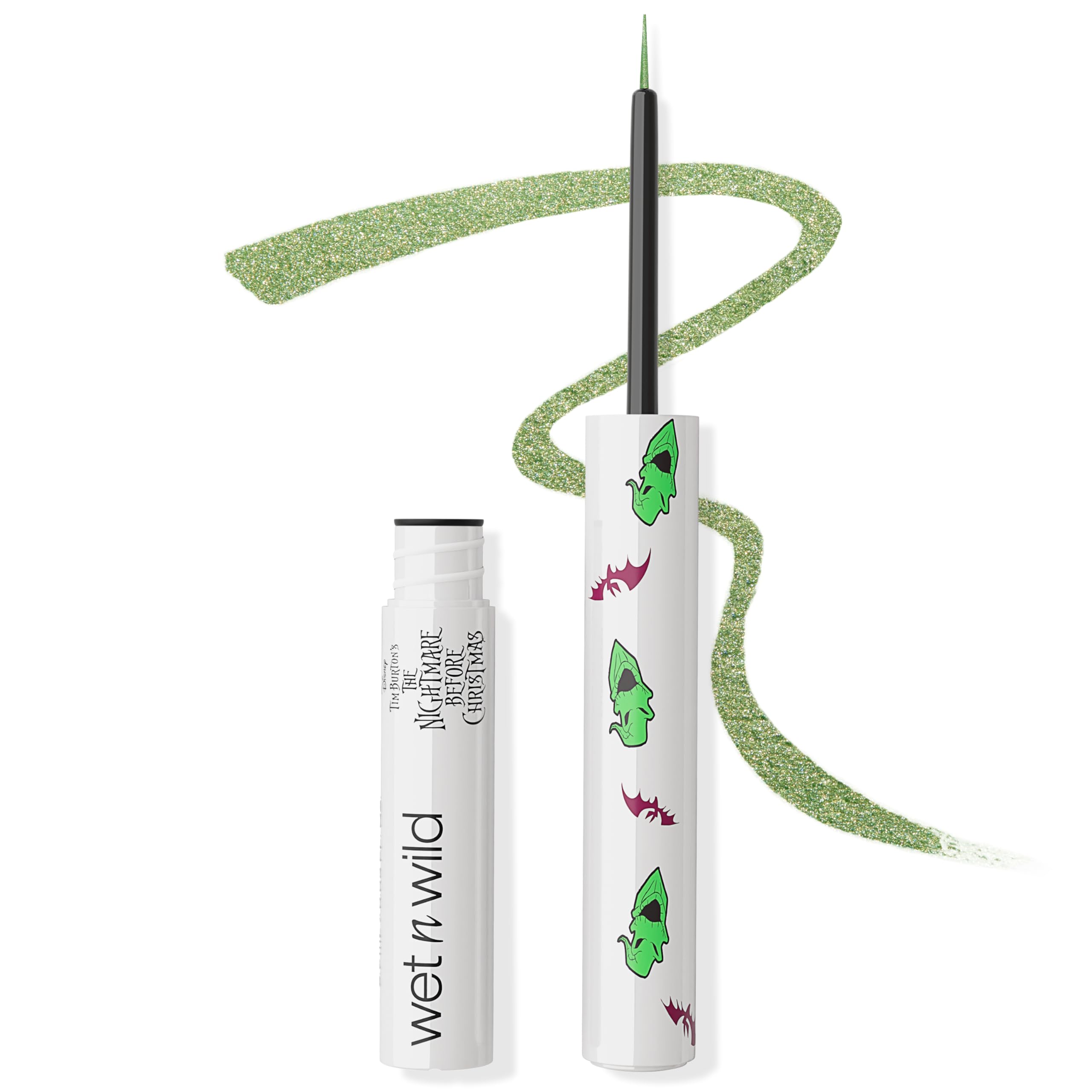 wet n wild Nightmare Before Christmas Liquid Eyeliner, Semi-Sheer Buildable Glitter Formula, Richly Pigmented Color, Flexible Precision Brush for Easy Application, Cruelty-Free - Dare to Play