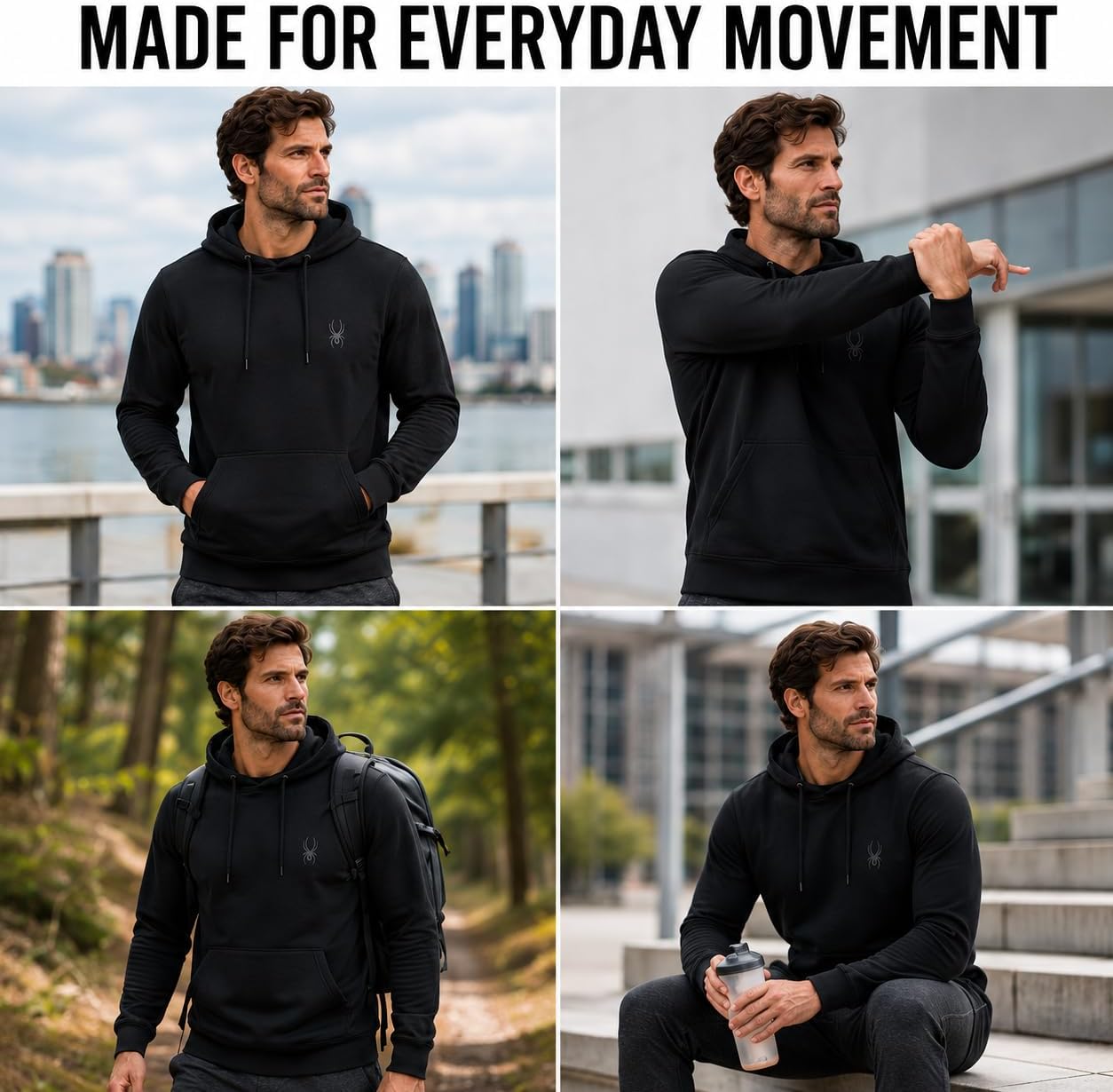 Spyder Mens Hoodie - Soft Fleece Lined Athletic Performance Pullover Hoodie Casual Warm Hooded Sweatshirt for Men