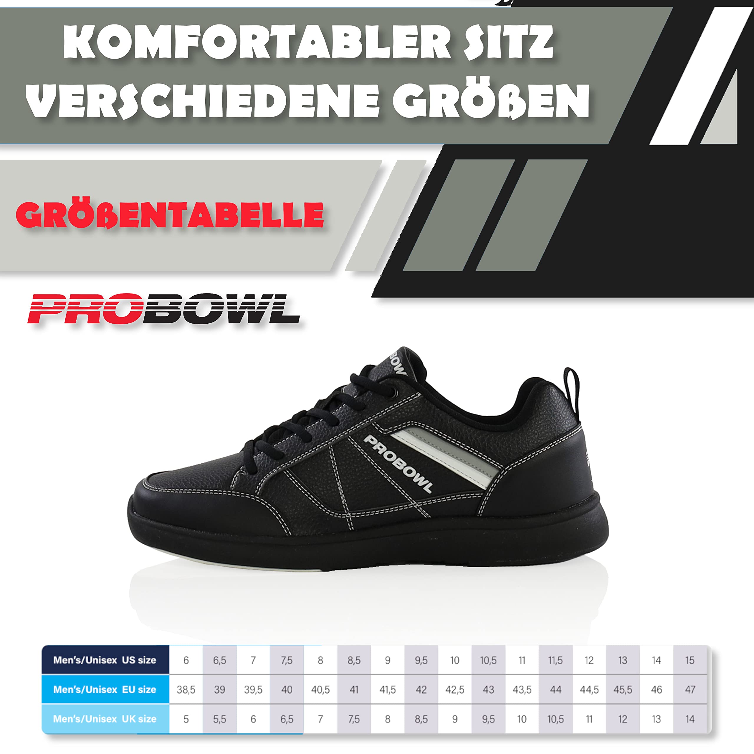 EMAX | Zapatos de bolos Hombre | Pro Bowl - Kvara | Negro | Zapatos de bolos Hombre
