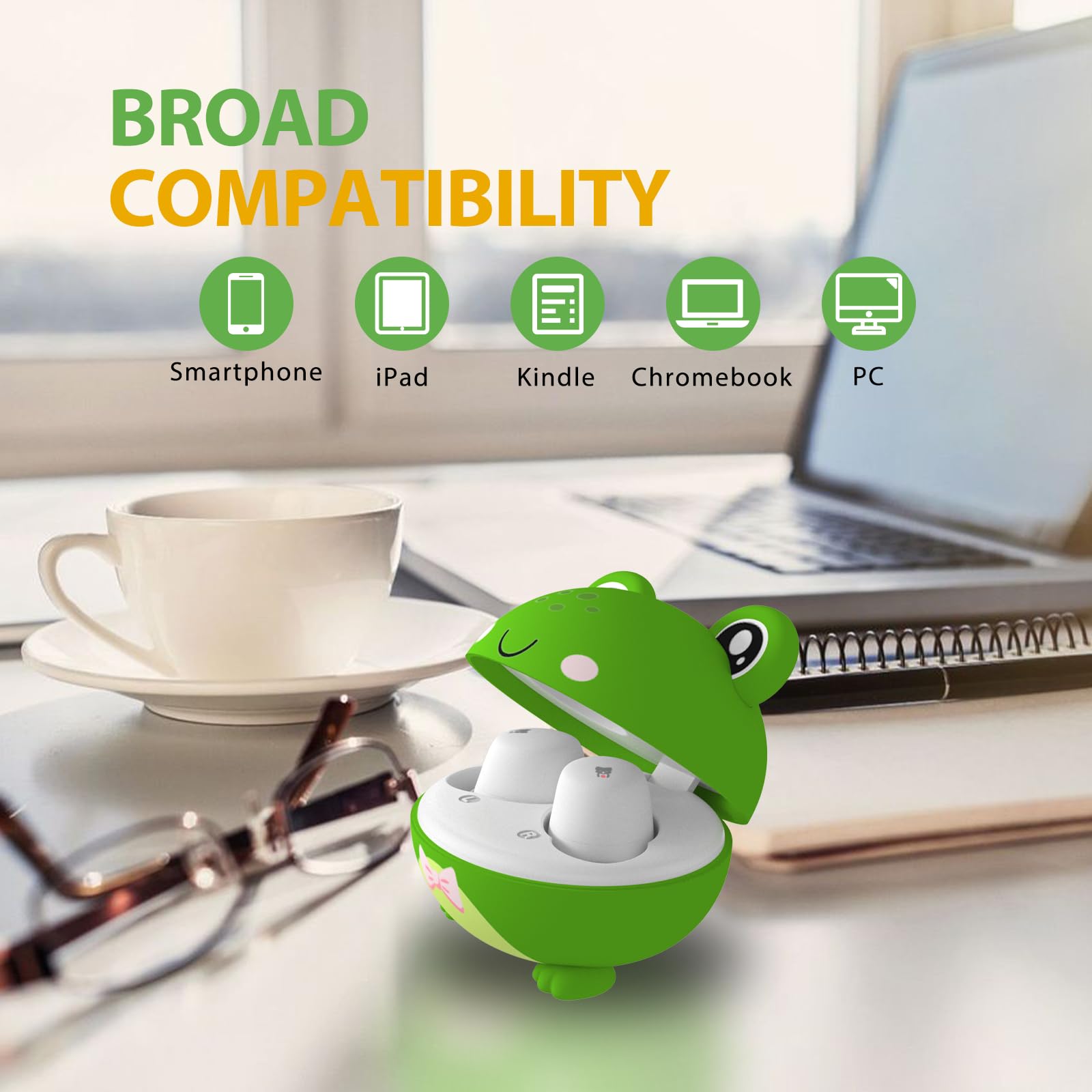 Cuffie per Bambini, Cuffie Bluetooth 5.3 per Bambini con Limite di Volume di 85dB, Impermeabile IPX6, 30 Ore di Riproduzione, Hi-Fi Stereo con Microfono per Bambino e Bambina, Verde