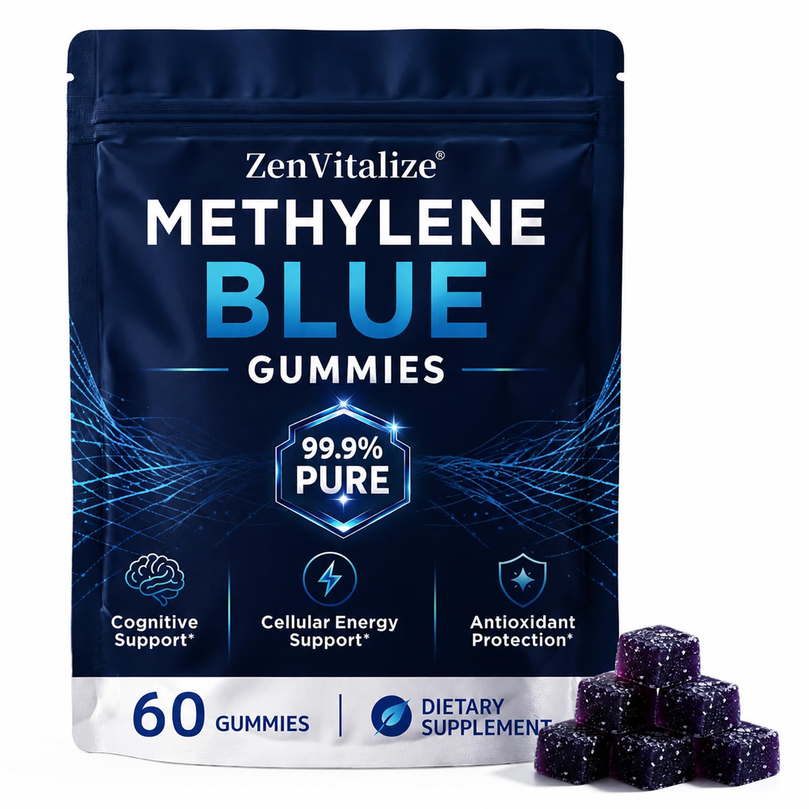 Methylene Blue Gummies, Mental Focus & Cellular Energy, 60 Gummies