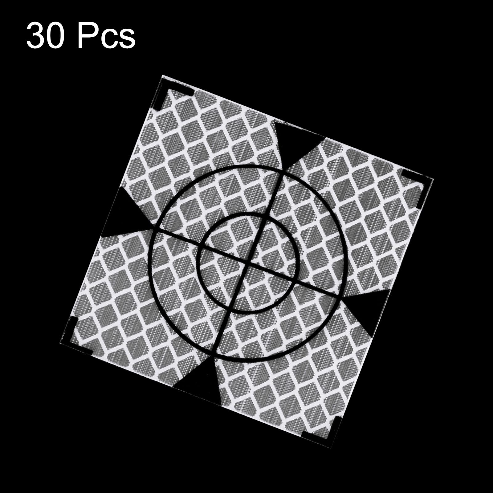 HARFINGTON 30 hojas reflectoras de encuesta de 60 x 60 mm, cinta reflectante autoadhesiva, marca de objetivo para estaciones totales, tono plateado