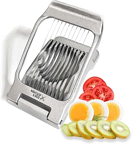 Miniatura 7 de Zoe's Kitchen Good Grip - Cortador de huevos duros para huevos duros, cortador de huevos de aluminio grande profesional de alta resistencia con