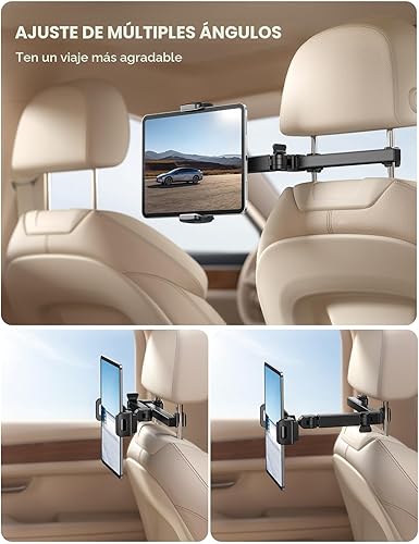 Miniatura 3 de Lamicall Soporte para reposacabezas de tableta para coche - [Brazo extensible 3 en 1] Soporte ajustable para tableta en el coche para asiento