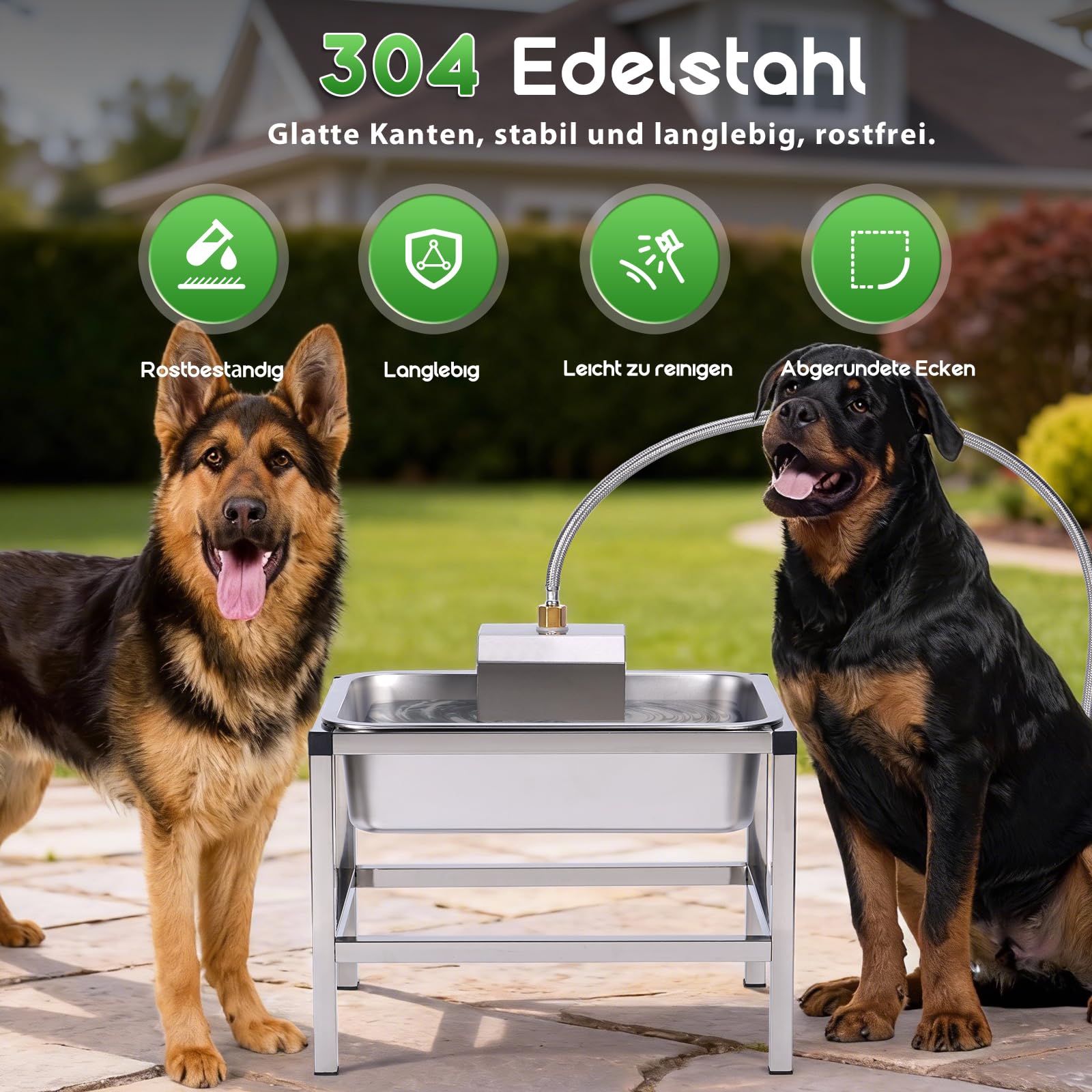 11L Trinkbrunnen für Hunde,Hundenapf Erhöht mit stabilem Metallständer,Edelstahl-Tiertränke mit Schwimmerventil,Edelstahl Hundebrunnen Automatische Wasserauffüllung für drinnen und drauße