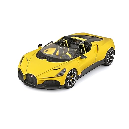 MINIATURA CARRO BUGATTI MISTRAL W16 CABRIOLET 1/18 BBURAGO AMARELO