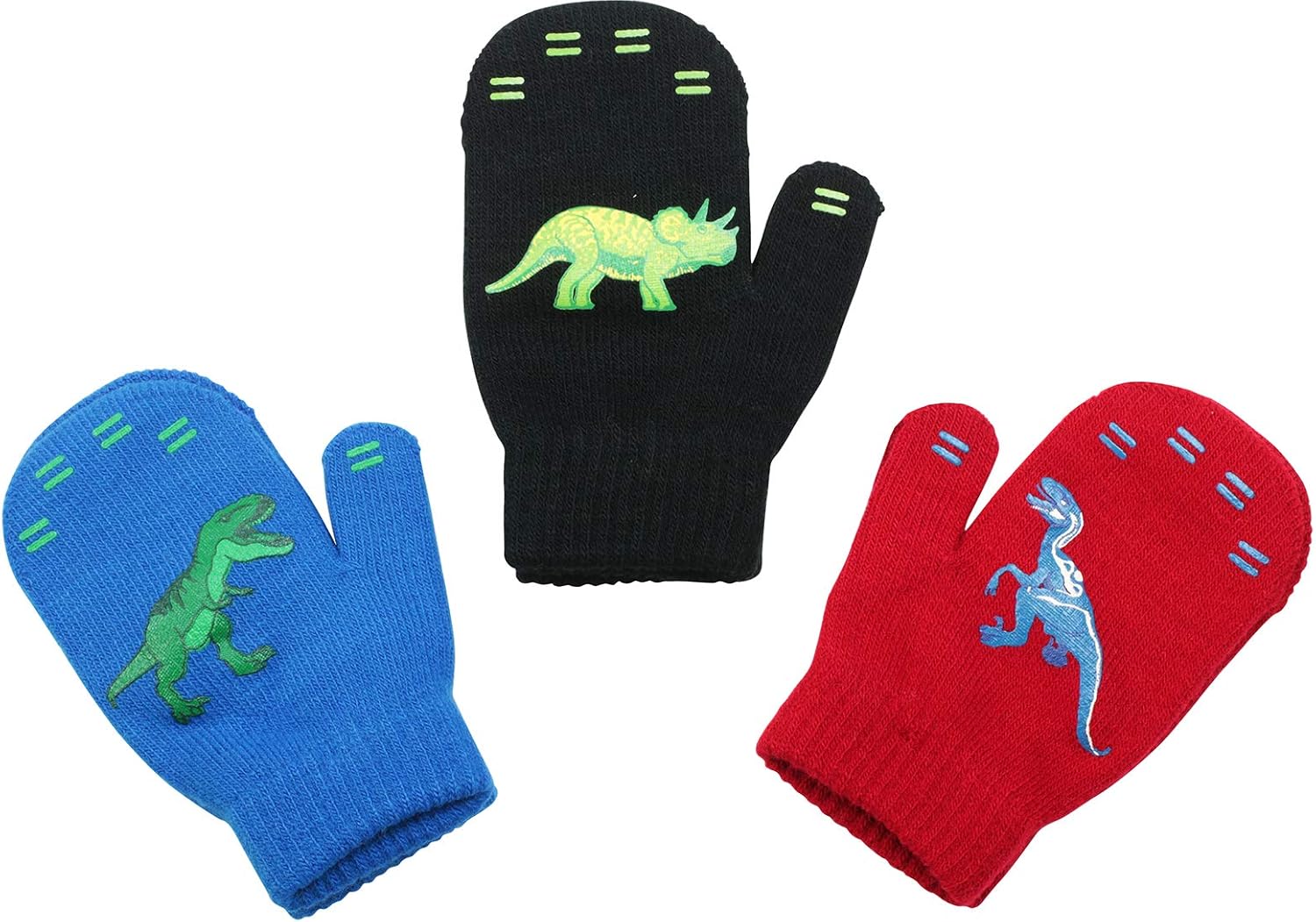 Luther Pike Seattle Magic Stretch Winter Mittens for Boys, Kids & Children - 3 Pack Solid Color Red Blue Black 14cm : Everything Else
