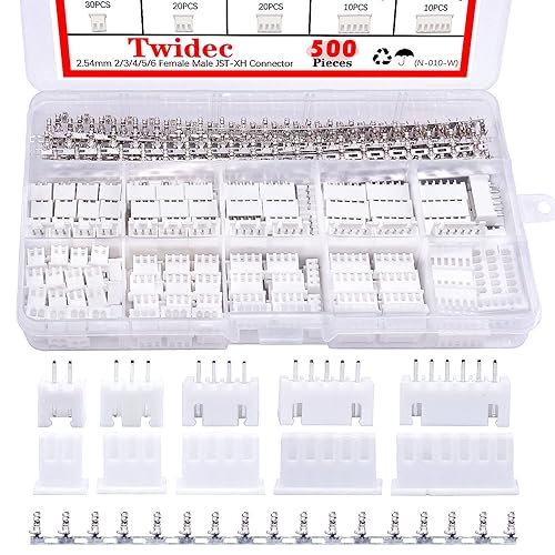 Kit de Conectores JST de 2.54mm de Twidec/500PCS con Adaptador de Conector de Carcasa de Pin Masculino y Femenino 2/3/4/5/6 y Terminal de Cable de Pin Hembra de 2.54mm N-010-W