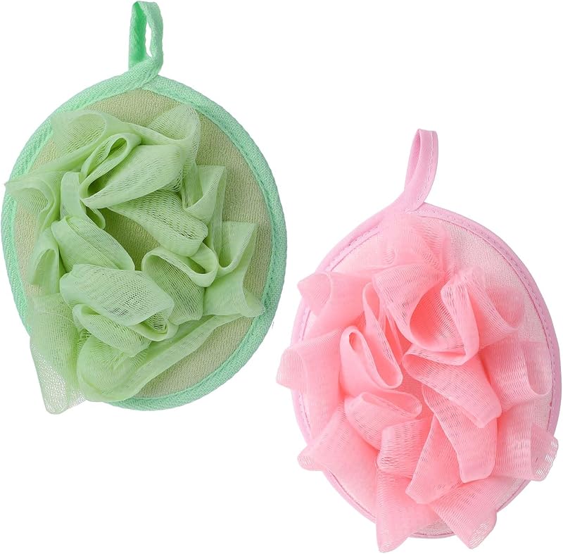 Fibraze Buchas de banho para viagem rosa e verde, pacote com 2