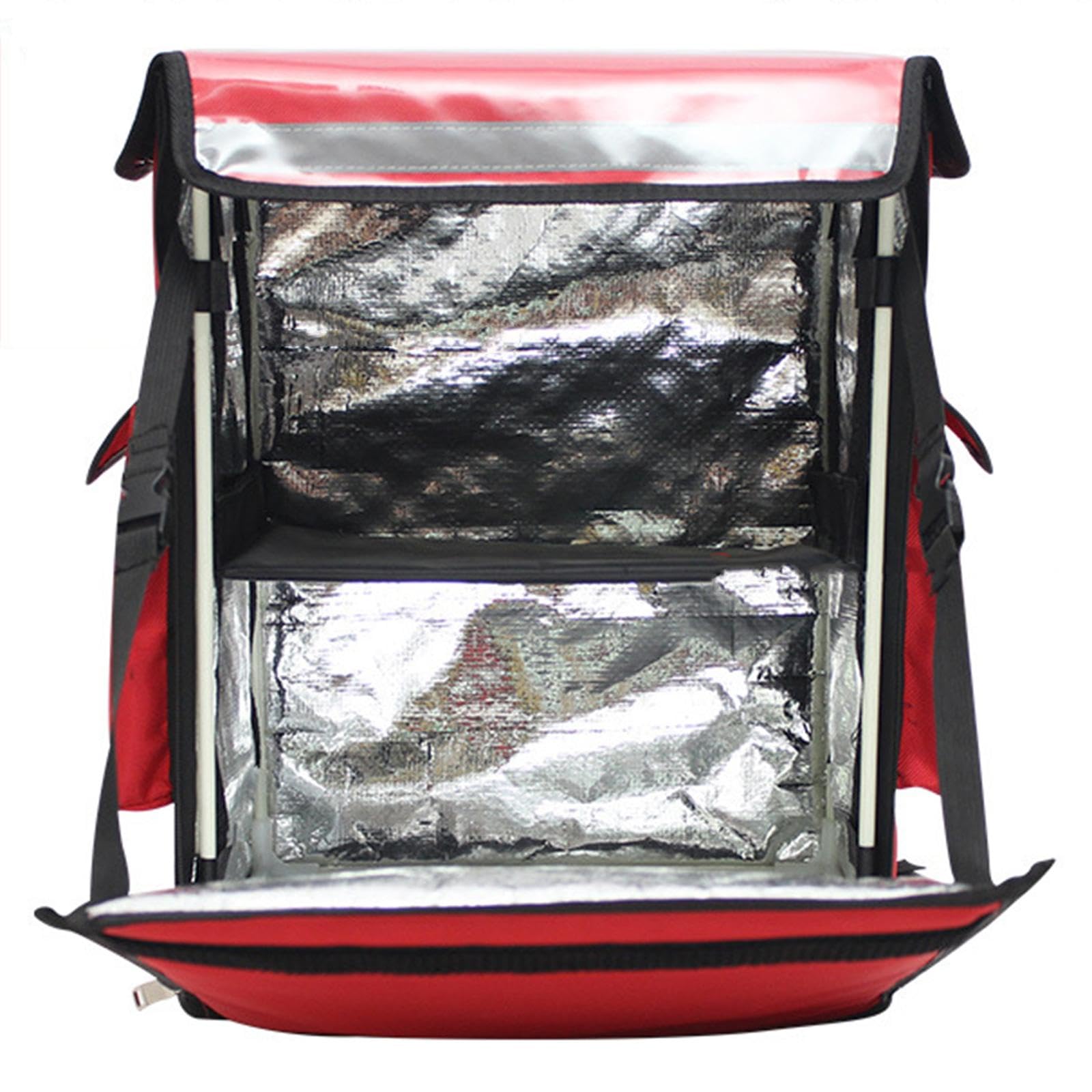 Mochila Isotérmica Expandible para El Reparto de Comidas Frías Y Calientes, con Portavasos Y Tela Oxford, Ideal para Servicios de Catering, Rojo, Individual