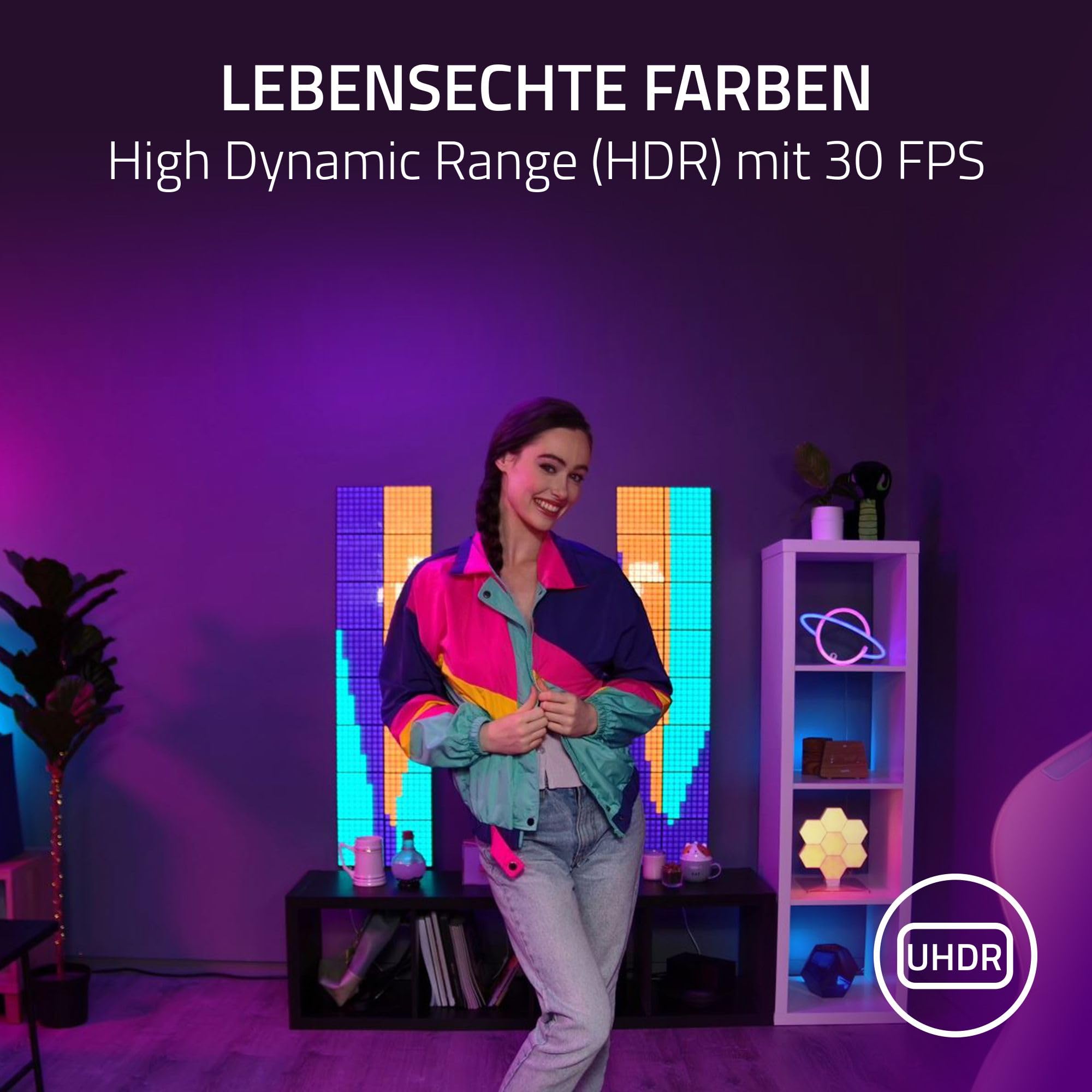 Razer Kiyo Pro Ultra - 4K-Webcam für Content und Streaming Kreation (Ultra High Dynamic Range-UHDR, UltraHD 4K 30 FPS/1080P 60 FPS, Autofokus mit KI, Lichtsensor mit 2,9 μm) Schwarz