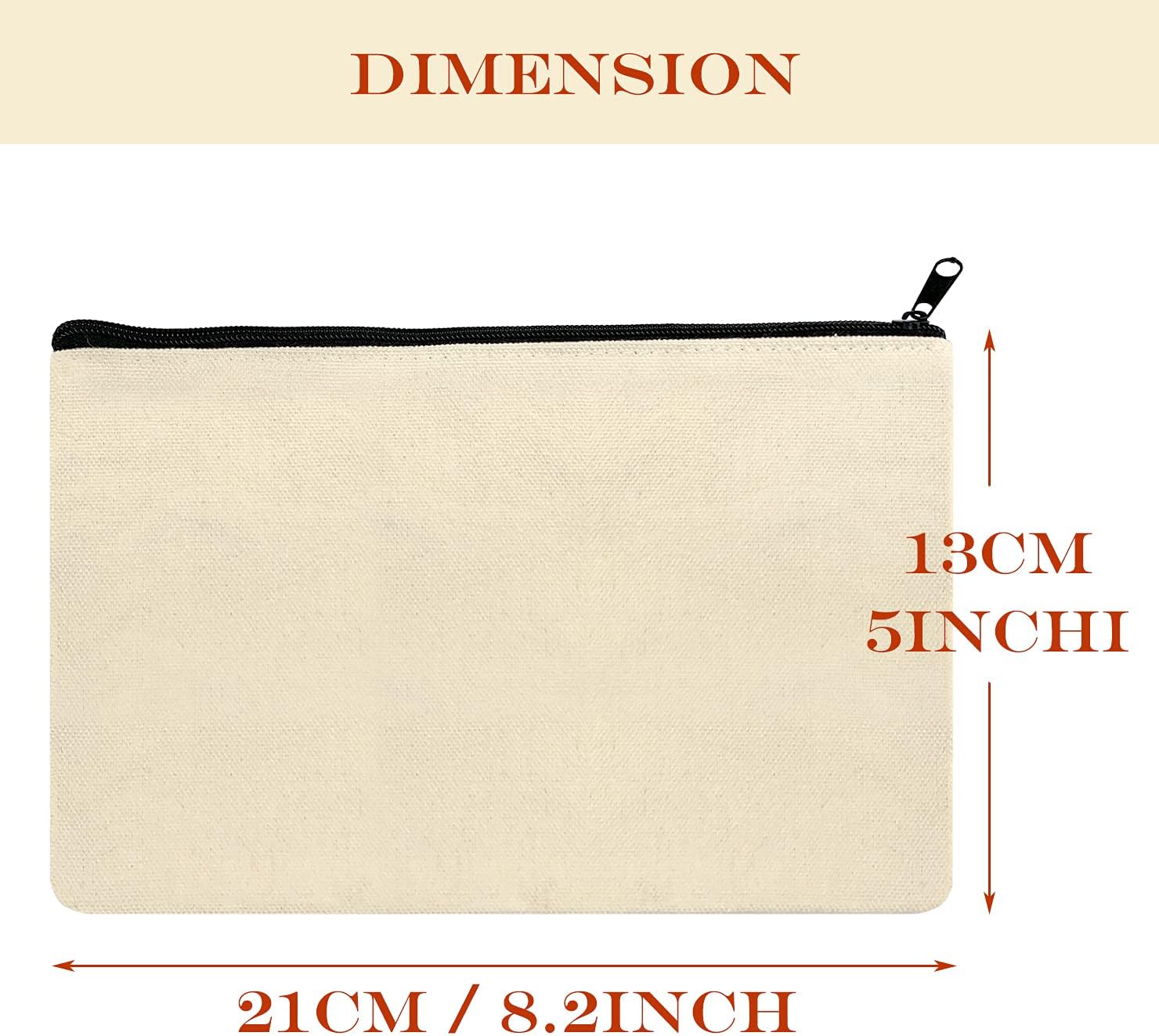 JinPhon 12 Pcs Blank Canvas Pouch Bag with Zipper, DIY Small Pouch Fabric Pencil Cases - Image 3