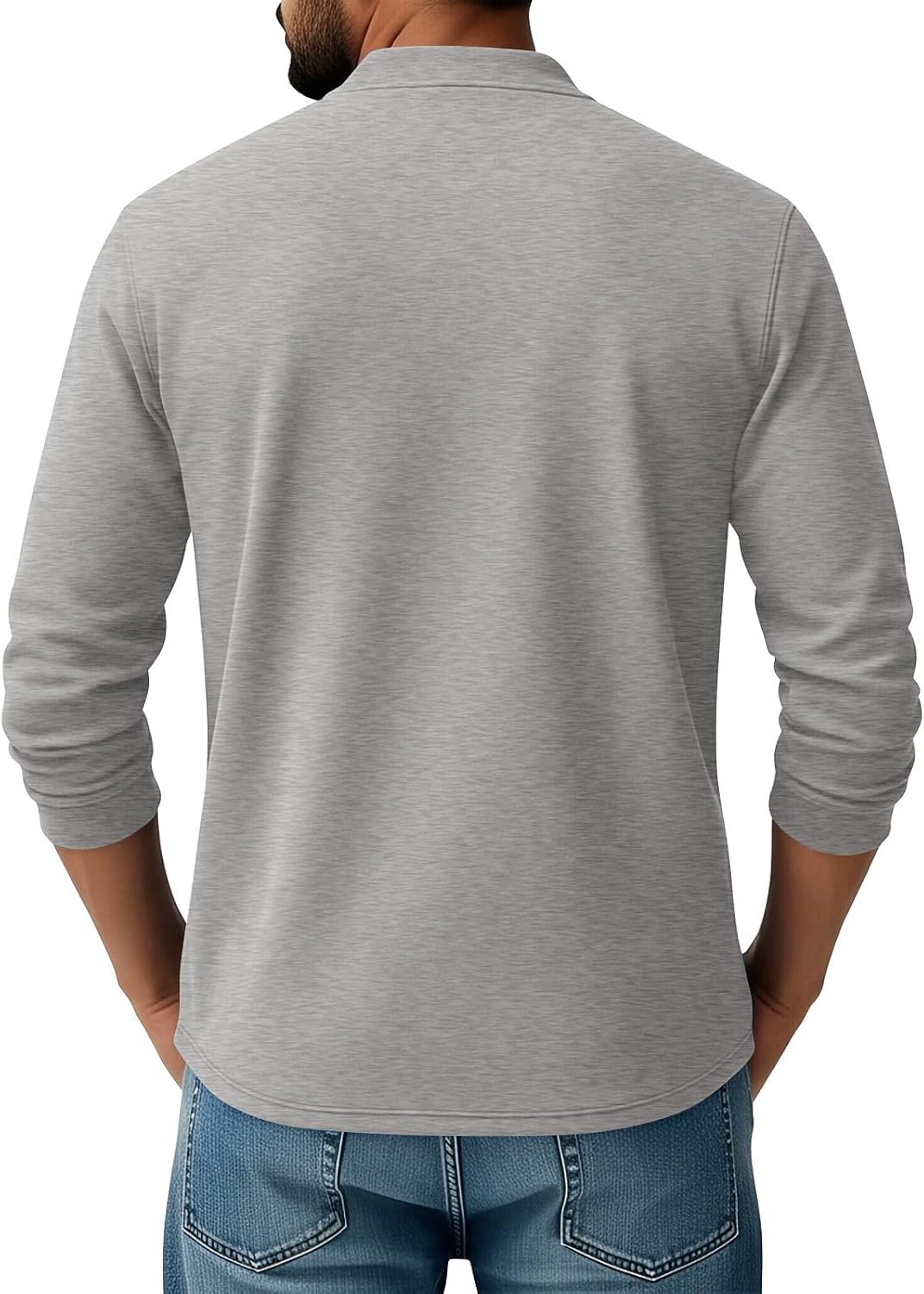 RTRDE Men's Distressed Henley Shirts Long Sleeve Gym Workout Muscle Fitness Button Tee Tops, M-3XL