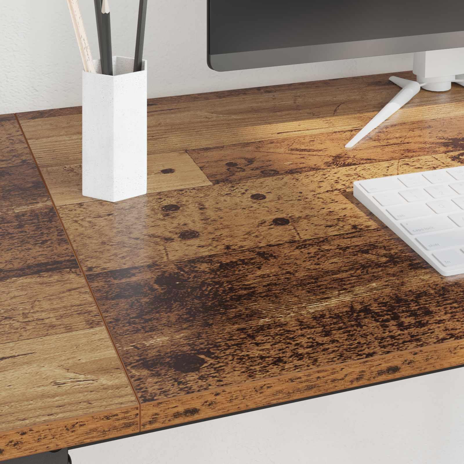 Scrivania Industriale con 3 Ripiani 120x50x75 cm Legno Vecchio | Tavolo da lavoro compatto per studio e casa con robusto telaio metallico e piedini regolabili per la massima stabilità.
