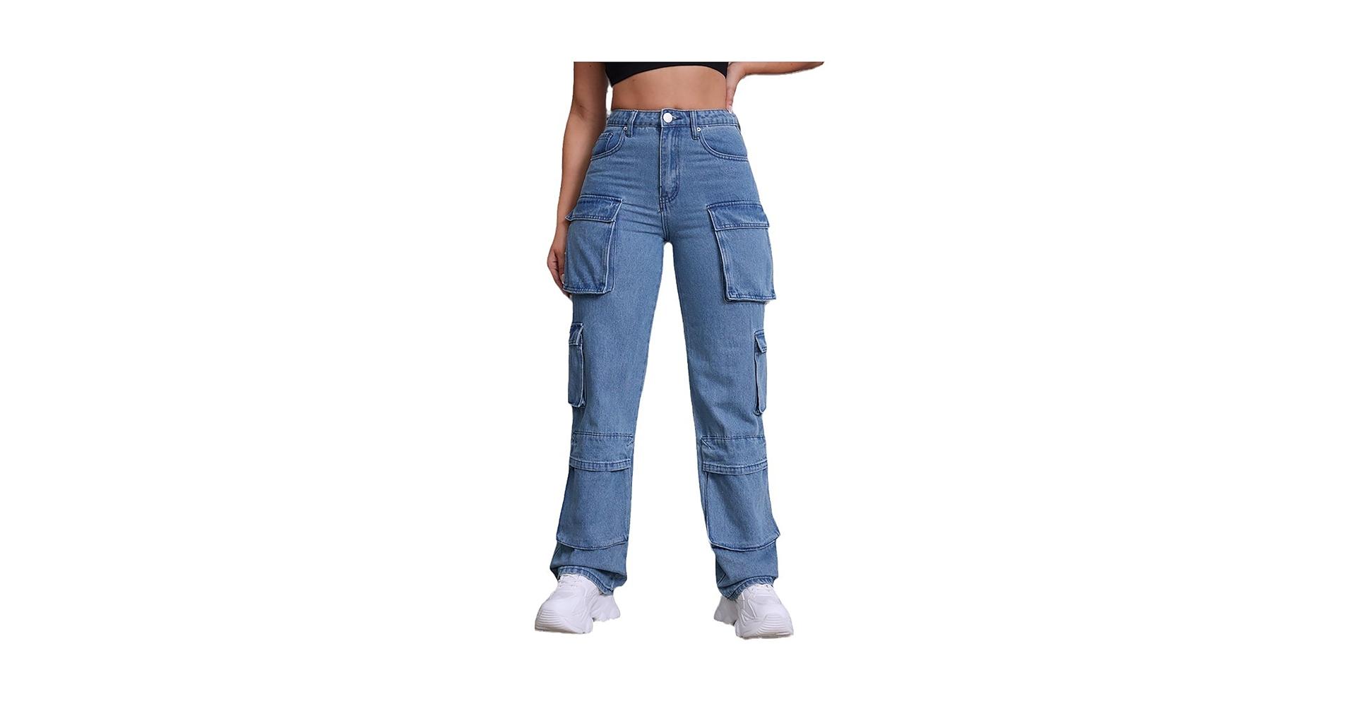 Amazon.com: Women's Cargo Jeans High Waisted Flap Pocket