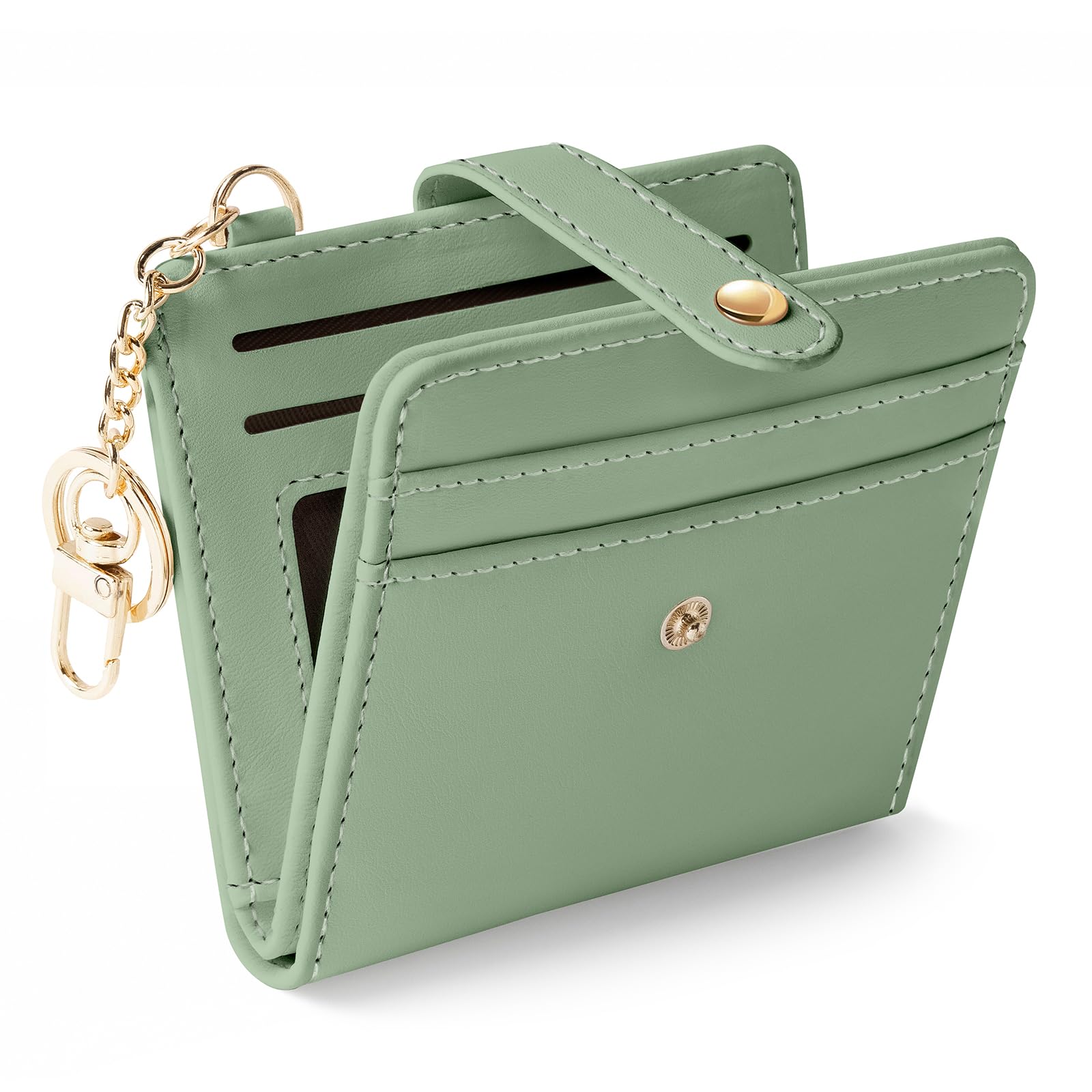 Jogjam Green Rfid Ladies Wallet, Small Slim Thin Compact Credit Card Women Wallet, PU Leather Bifold Cash Zipper Coin Pocket ID Window for Female