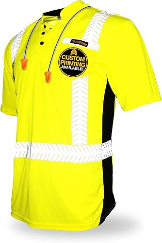 KwikSafety - Charlotte, NC - Camisas de seguridad de manga corta premium cuello redondo, botón y cuello con cremallera Clase 2 ANSI probado OSHA