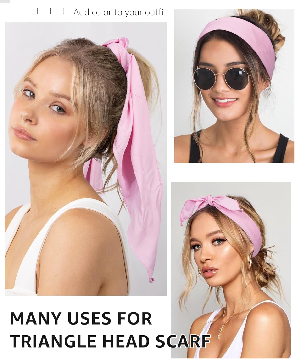 AWAYTR Triangle Head Scarf Hair Bandanas for Women Bandana Headband Scarf Tie-Back Head Coverings Headscarf for Girls - Image 7