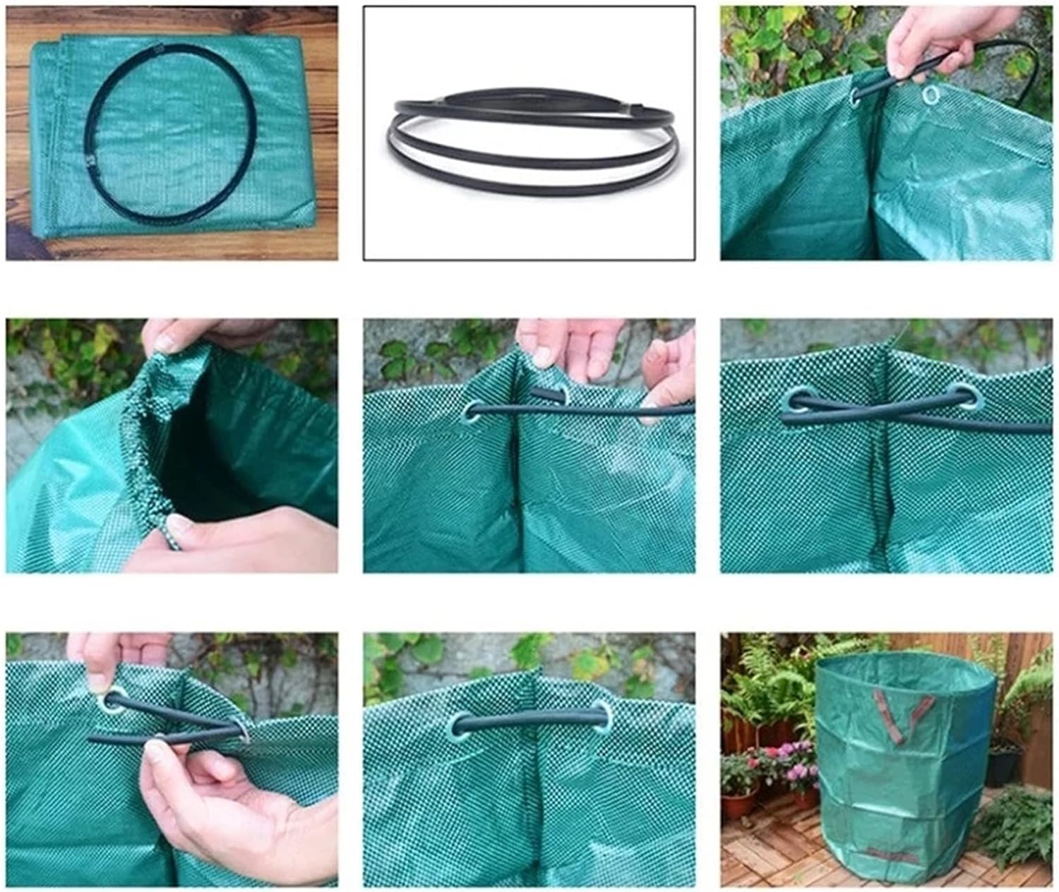3 Pack 72 Gallons Reusable Yard Waste Bags, Collapsible Heavy Duty Gardening Bags with 4 Reinforced Handles, Waterproof Leaf Yard Waste Container Bag for Clean Up and Storage