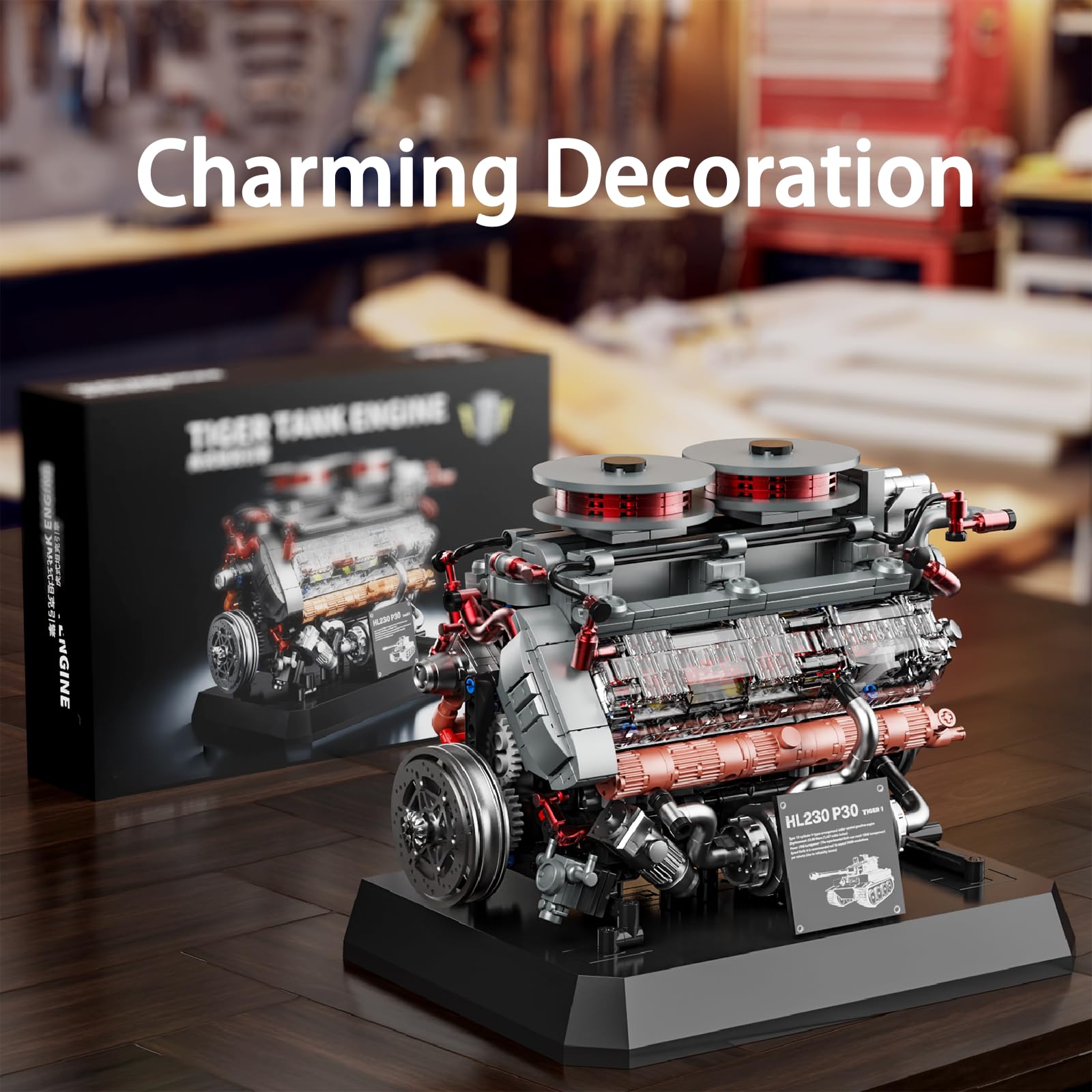 Technic Tigre Tank Moteur Jouet de Construction, Moteur de Véhicule Militaire Fonctionnel pour Adultes à Construire, MOC Projet de Loisirs Mécanique Électrique Ensembles de Construction