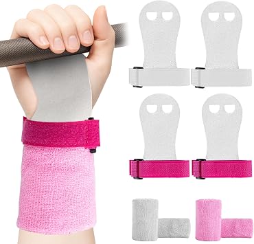 2 Pairs Gymnastics Hand Grips, Gymnastics Equipment for Kids, Gymnastics Wristbands Sets, Gymnastic Bar Grip Gloves and Gymnastics Wrist Support Sports Accessories for Workout Exercise