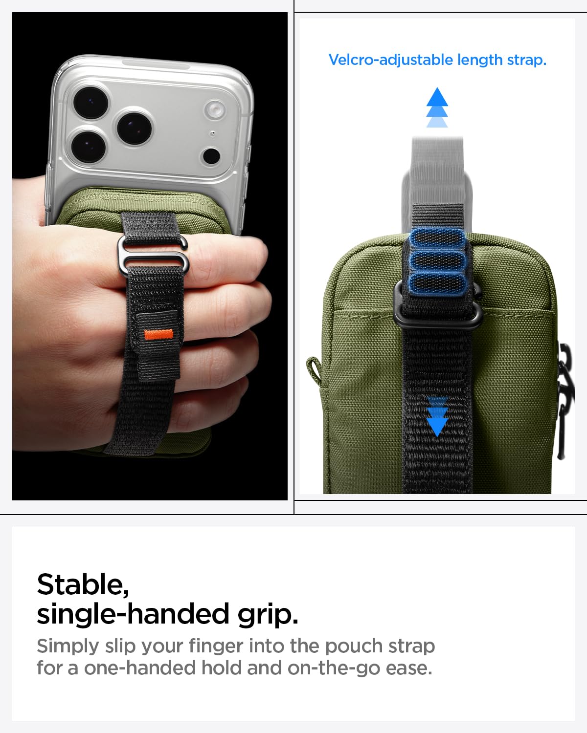 Spigen TinTap Zip MagFit Portafoglio MagSafe con Mini Pochette Blocco RFID Wallet Magnetico Portacarte Compatibile con iPhone 17/16-12, AirPods Pro 3-1 e AirPods 4-1, Accessori MagSafe - Verde Oliva