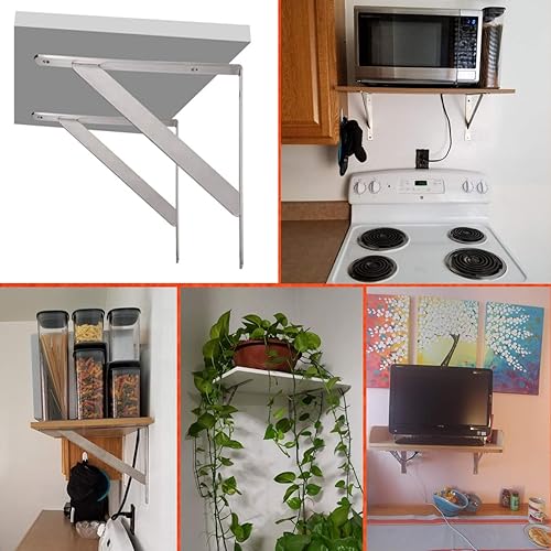 Miniatura 2 de CUZURLUV Soporte de estante, 8 pulgadas, carga máxima 220 libras, soporte de acero inoxidable resistente para banco de mesa, soporte de bricolaje