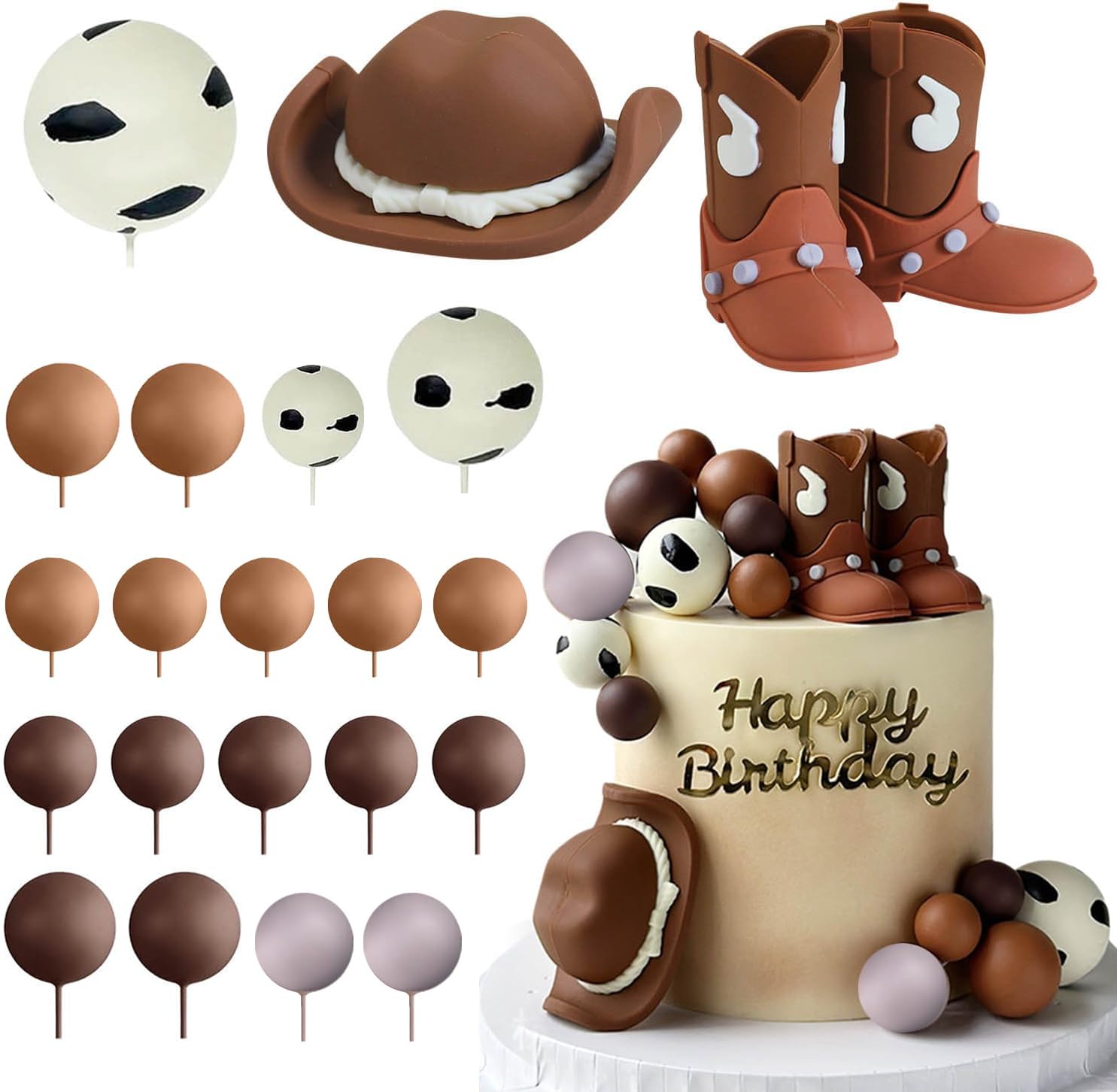 Cowboy Cake Topper Cowboy Hat and Boot Cake Decorations Cowboy Cowgirl Birthday Baby Shower for Western Theme Party Decorations