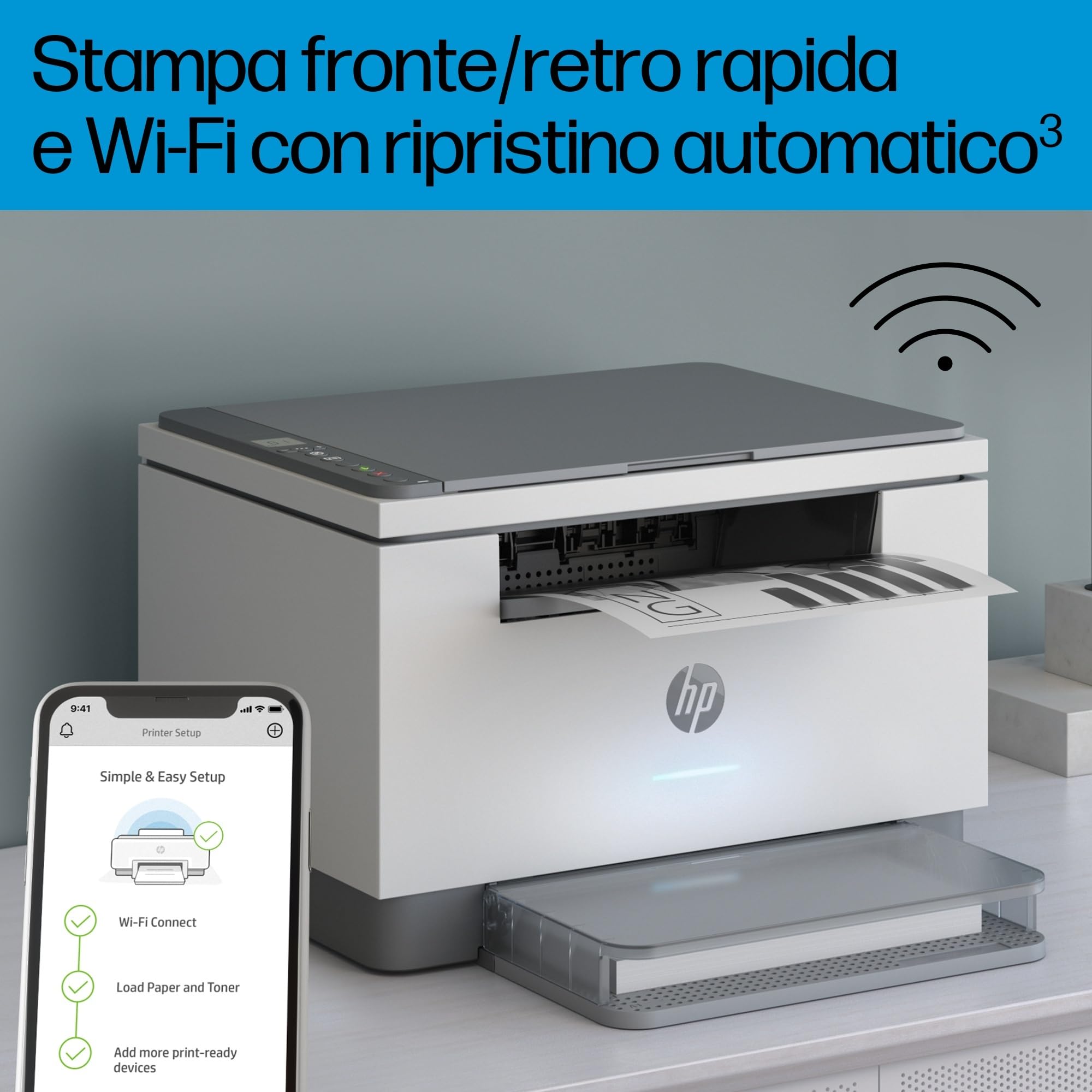 HP LaserJet M234dwe 6GW99E, Stampante Multifunzione A4, Stampa Fronte e Retro Automatica in b/n, 29 ppm, USB, Wi-Fi, Ethernet, Smart, No Fax, No ADF, Schermo LCD a icone, Grigia