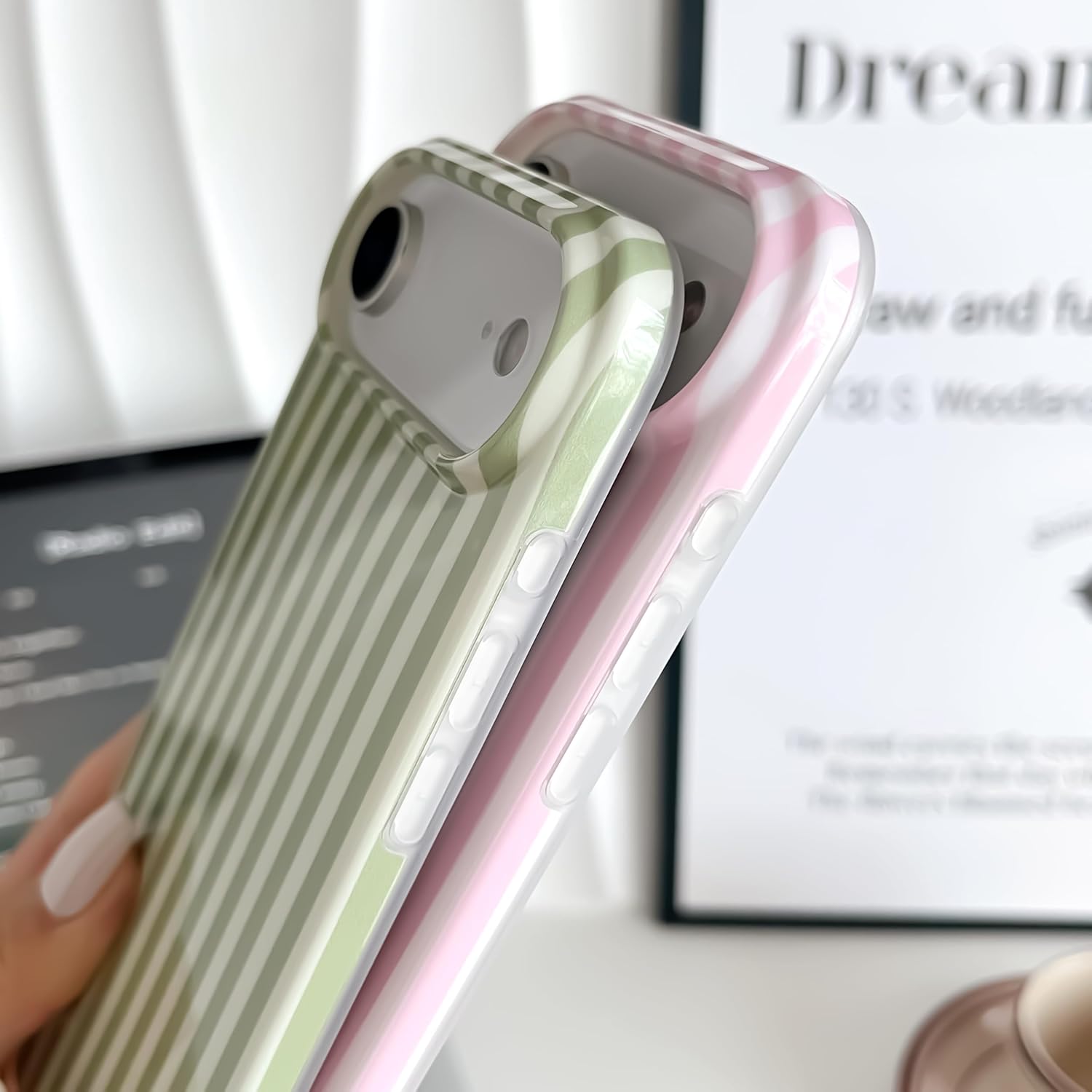 Yeddabox for iPhone 17 Air Case Cute Striped Phone Case Soft TPU Slim Shockproof Phone Cover for Women Girls, Pink - Image 4