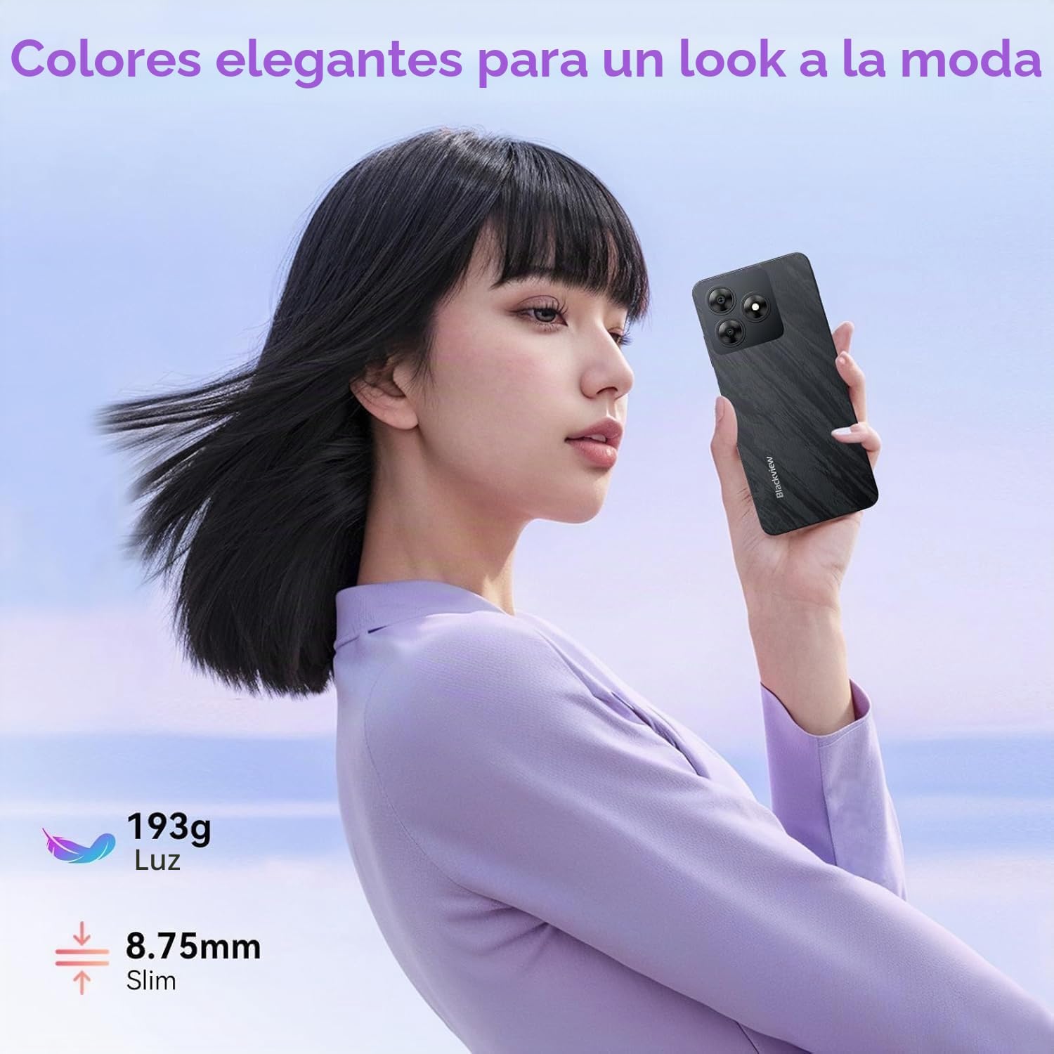 Blackview 2025 Teléfono Móvil 6GB+64GB/2TB, 6.56" HD+ IPS,Smartphone 13MP+8MP/4G Dual SIM/Octa-Core/Face ID/OTG/GPS/Funda de Móvil/3 Años de Garantía Móviles