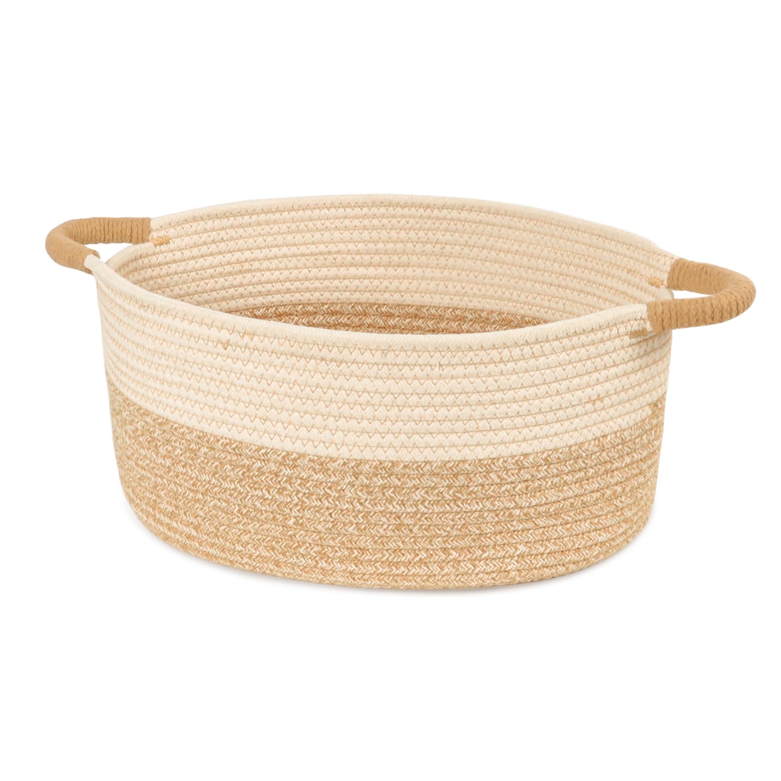 Cesta tejida ELIDANTE para juguetes, mantas, regalos, cesta de almacenamiento vacía de cuerda de algodón con asas reforzadas para guardería, sala de estar, dormitorio, baño, decoración del hogar, 17,72 x 9,45 x 7,09 S