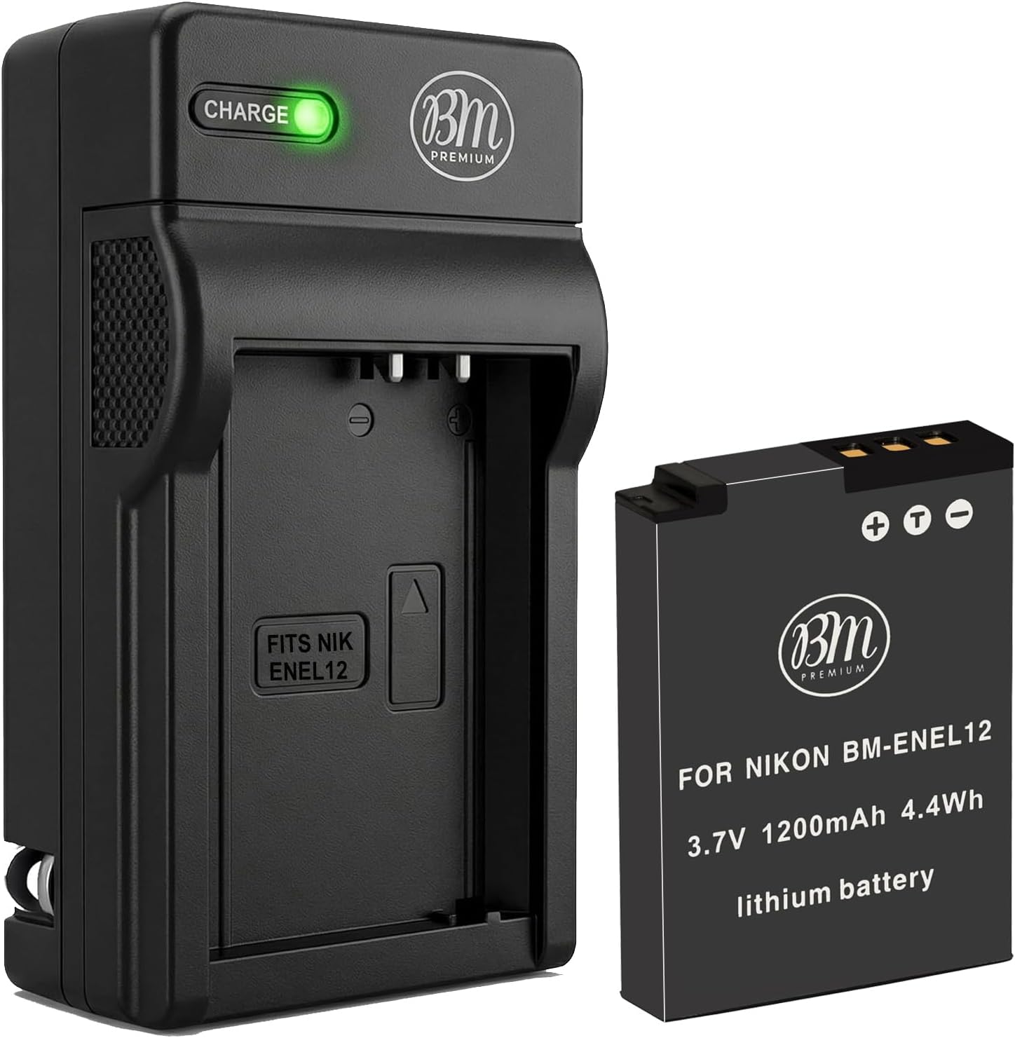 BM Premium EN-EL12 Battery and Charger for Nikon Coolpix A1000 B600 W300 A900 AW100 AW110 AW120 AW130 S6300 S8100 S8200 S9050 S9200 S9300 S9400 S9500 S9700 S9900 P310 P330 P340 KeyMission 170, 360