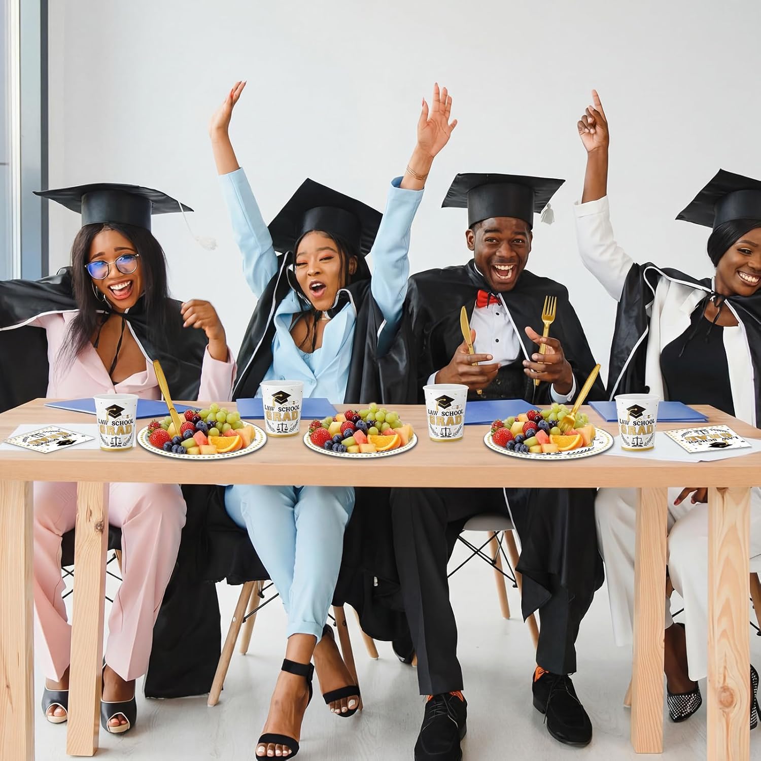 Yungyan 175 Pcs Law School Graduation Plates and Napkins Set 2026 Graduation Party Supplies Tableware Set Include Disposable Paper Plate Napkin Cup Plastic Cutlery for Grad Party Decoration, Serve 25