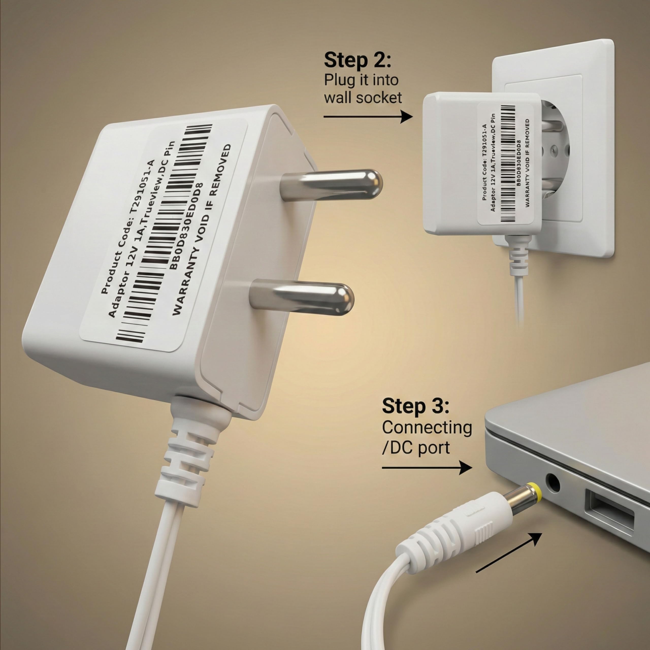 Trueview 12V 1A Power Adapter for CCTV Camera | BIS Certified | 2.1mm DC Pin | 1 Meter Cable | AC to DC Adapter | White — Amazon image 8