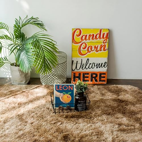 Miniatura 5 de Alfombras esponjosas, suaves y modernas para decorar el hogar, en color caqui, tamaño 3 x 5, mullidas y antideslizantes para el suelo de la sala de