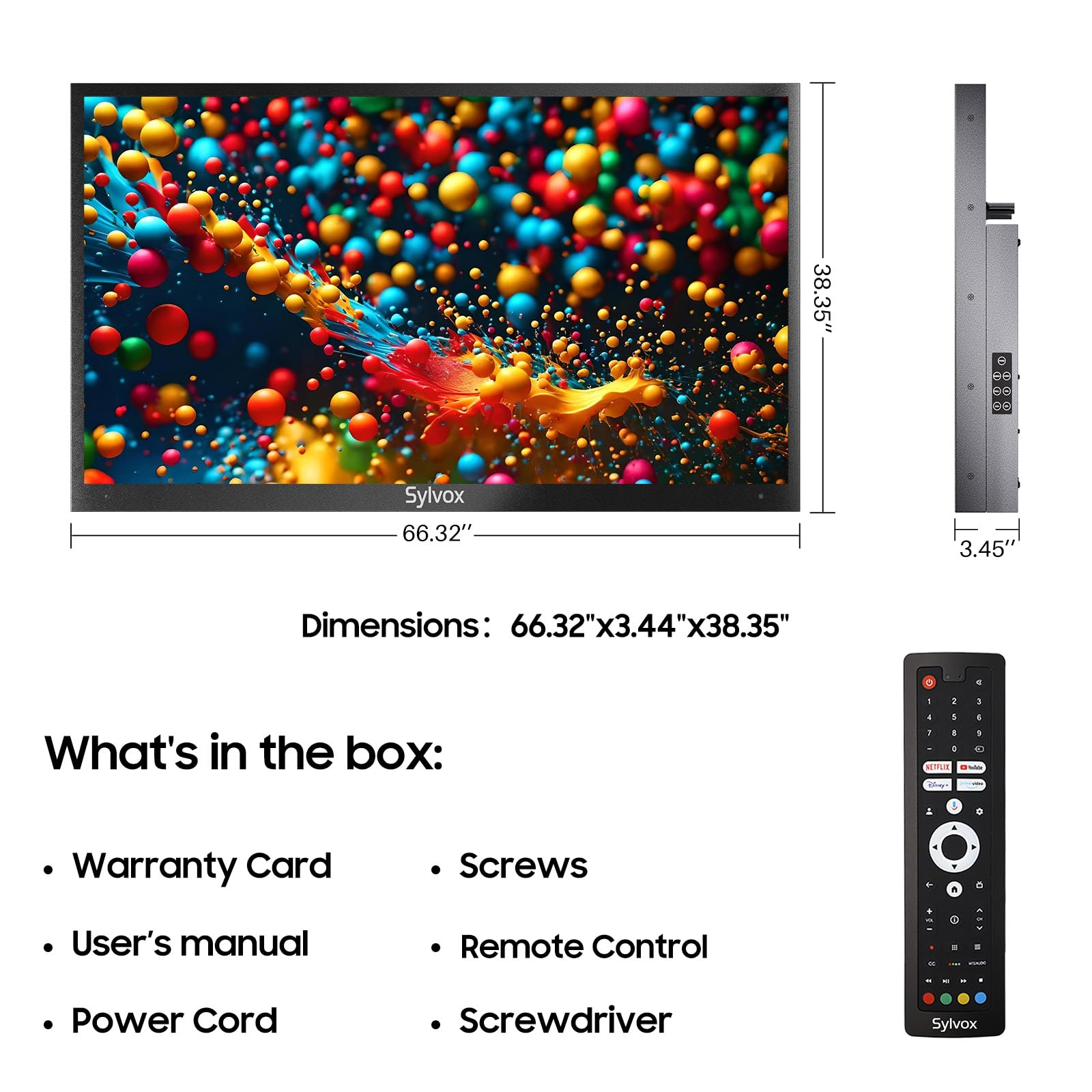 SYLVOX 75" Google TV da Esterno, QLED 4K UHD 1000Nits, IP55 Impermeabile | Outdoor TV Dolby Atmos, Tuner DVB-T2/S2/C HEVC 10, WiFi, Google Assistant, per Giardini, Terrazza (Deck Pro 2.0 QLED)