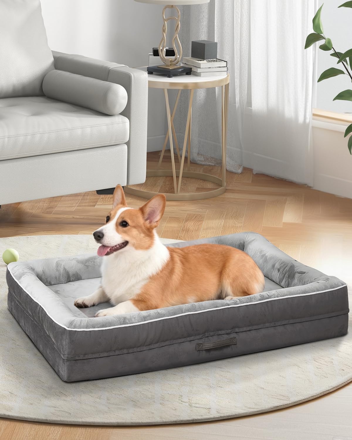 Upvilla Cama ortopédica para Perros, sofá Cama Impermeable para Perros (Gris, Grande)