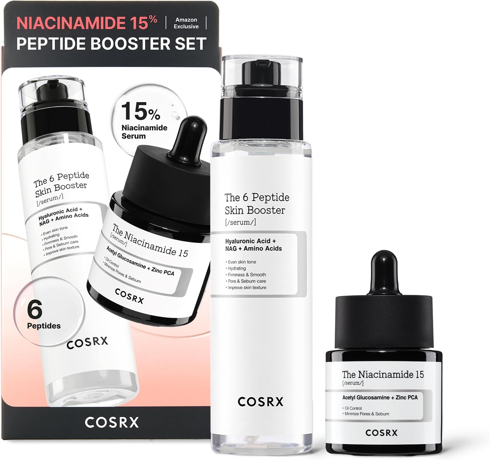Niacinamide 15% Peptide Booster Set - Amazon Exclusive - Korean Skin Care Set, Gift Sets, Niacinamide Serum, Face Serum