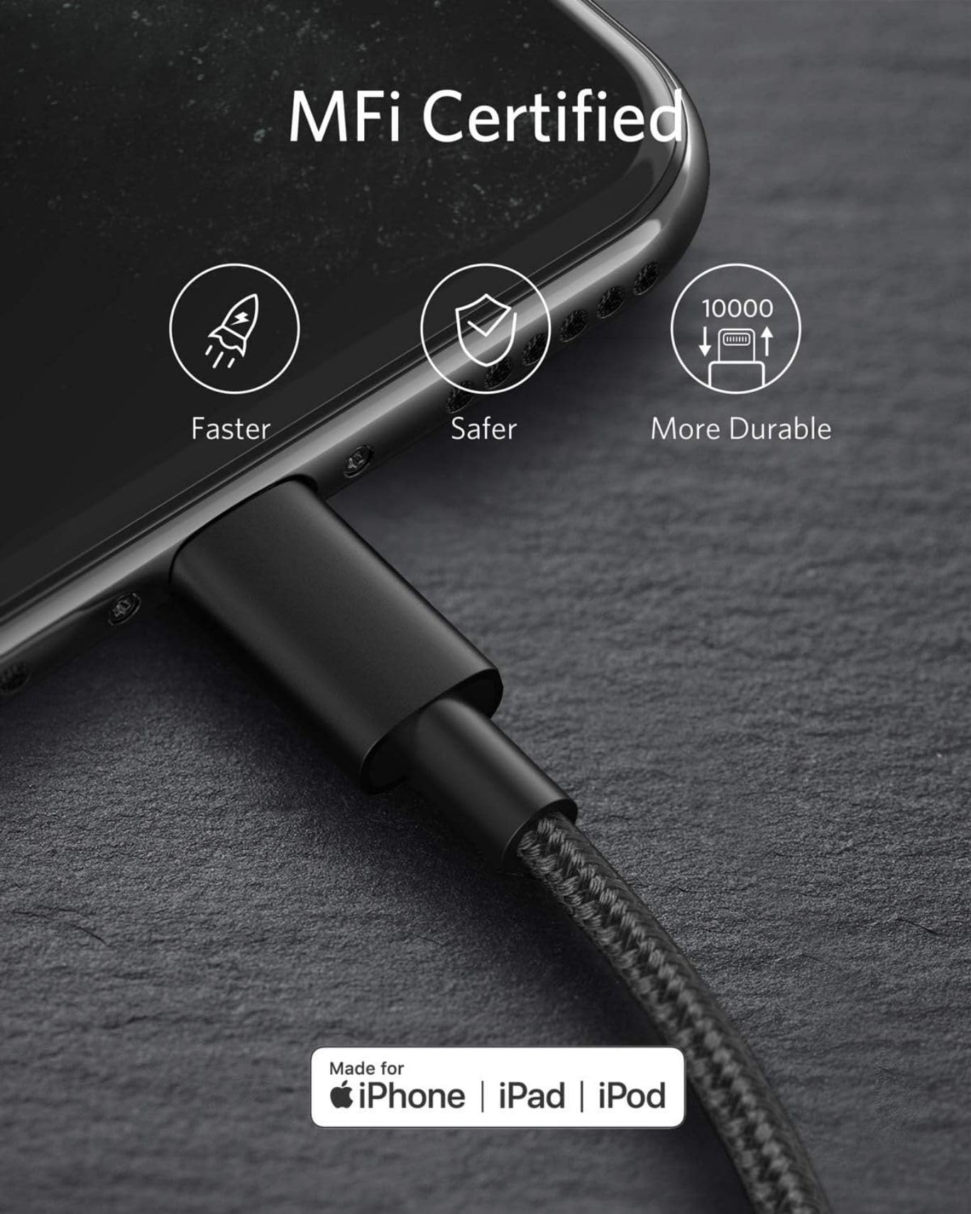 Anker Câble USB C vers Lightning, cable iphone usb c [certifié MFi] Nouveau câble de Charge Nylon pour iPhone 14 Pro/X/XS/XR/8 Plus/AirPods Pro, Prise en Charge de Power Delivery (1m)