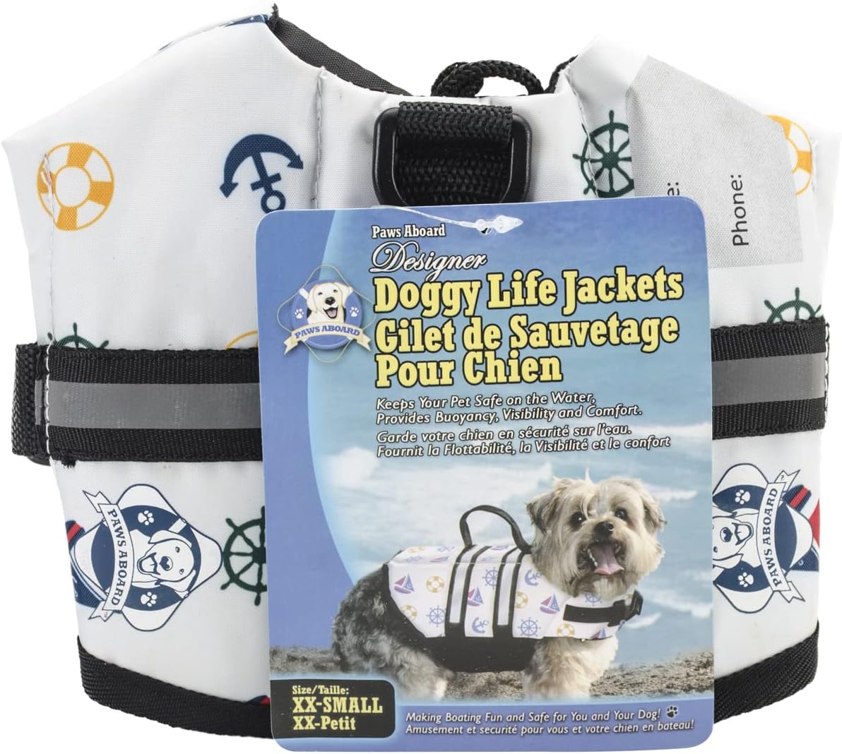 Paws Aboard Doggy Life Jacket Xxs-Nautical Dog